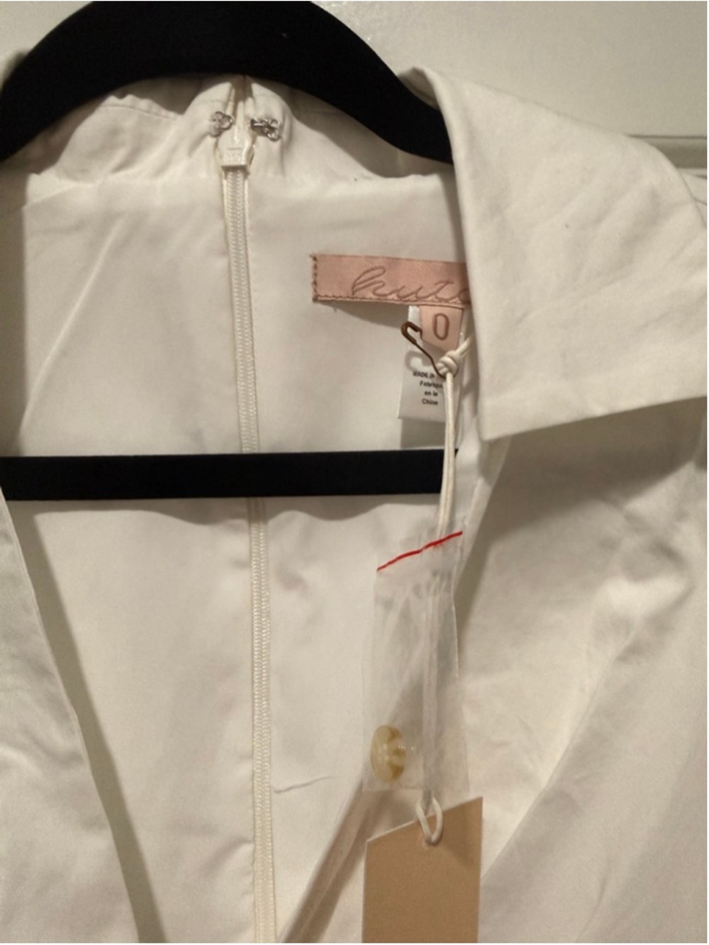 Women's Hutch White Puff Sleeve Twist Front Collared Midi Dress Size 0 - Picture 6 of 9